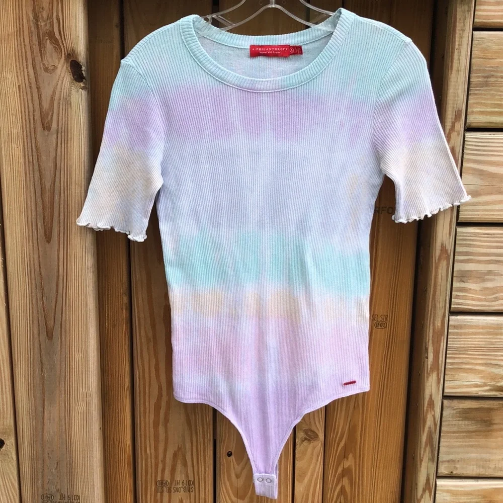 NWOT! - n:PHILANTHROPY Suri Pastel 100% Cotton Tie Dye Short Sleeve Bodysuit - Picture 1 of 10